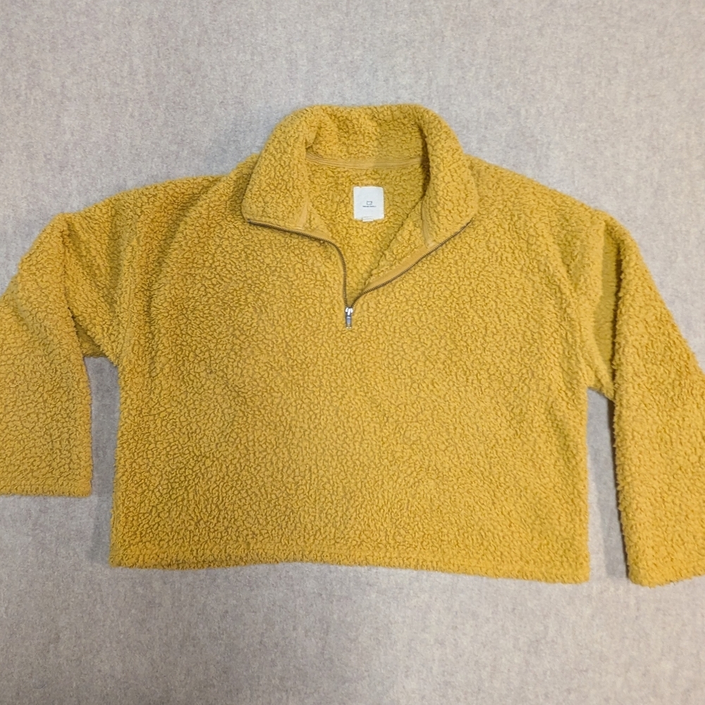 Thread & Supply Mustard Goldenrod Sherpa Pullover With Zip Women's Sz XL